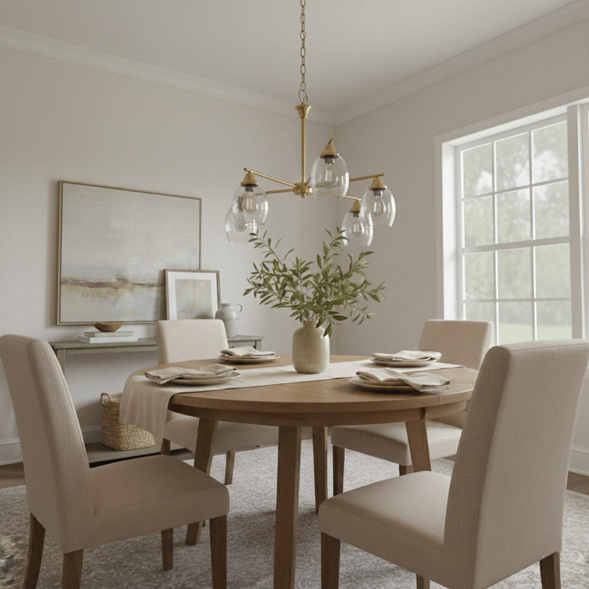 Elegance Chandelier | Golden Brass Finish & Water Glass Shades