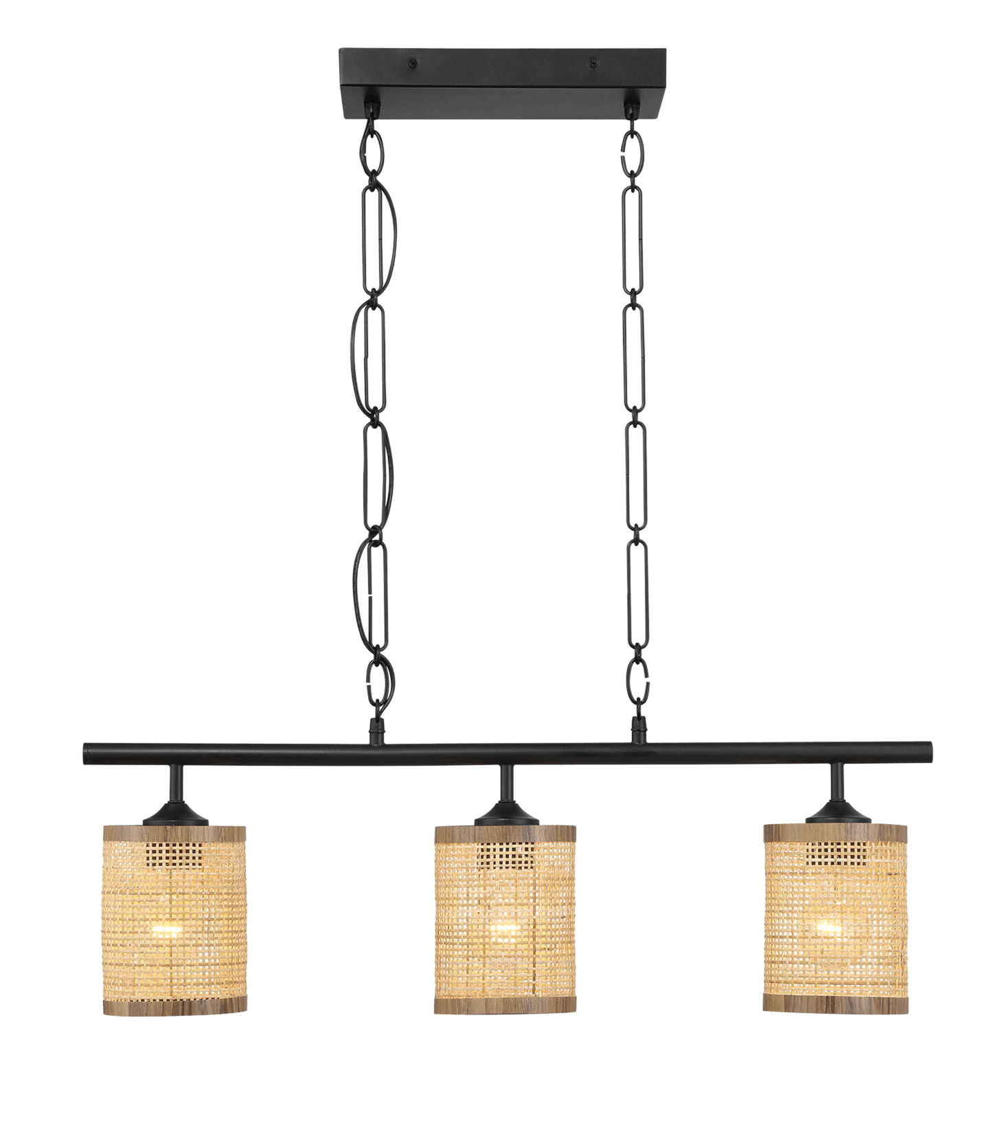 Elysian Three Lights Island Lamp | Natural Rattan & Farmhouse Chain