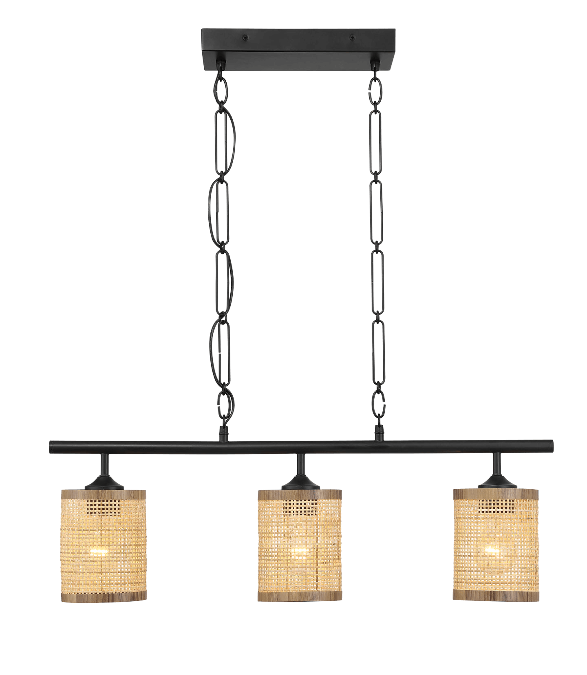 Elysian Three Lights Island Lamp | Natural Rattan & Farmhouse Chain