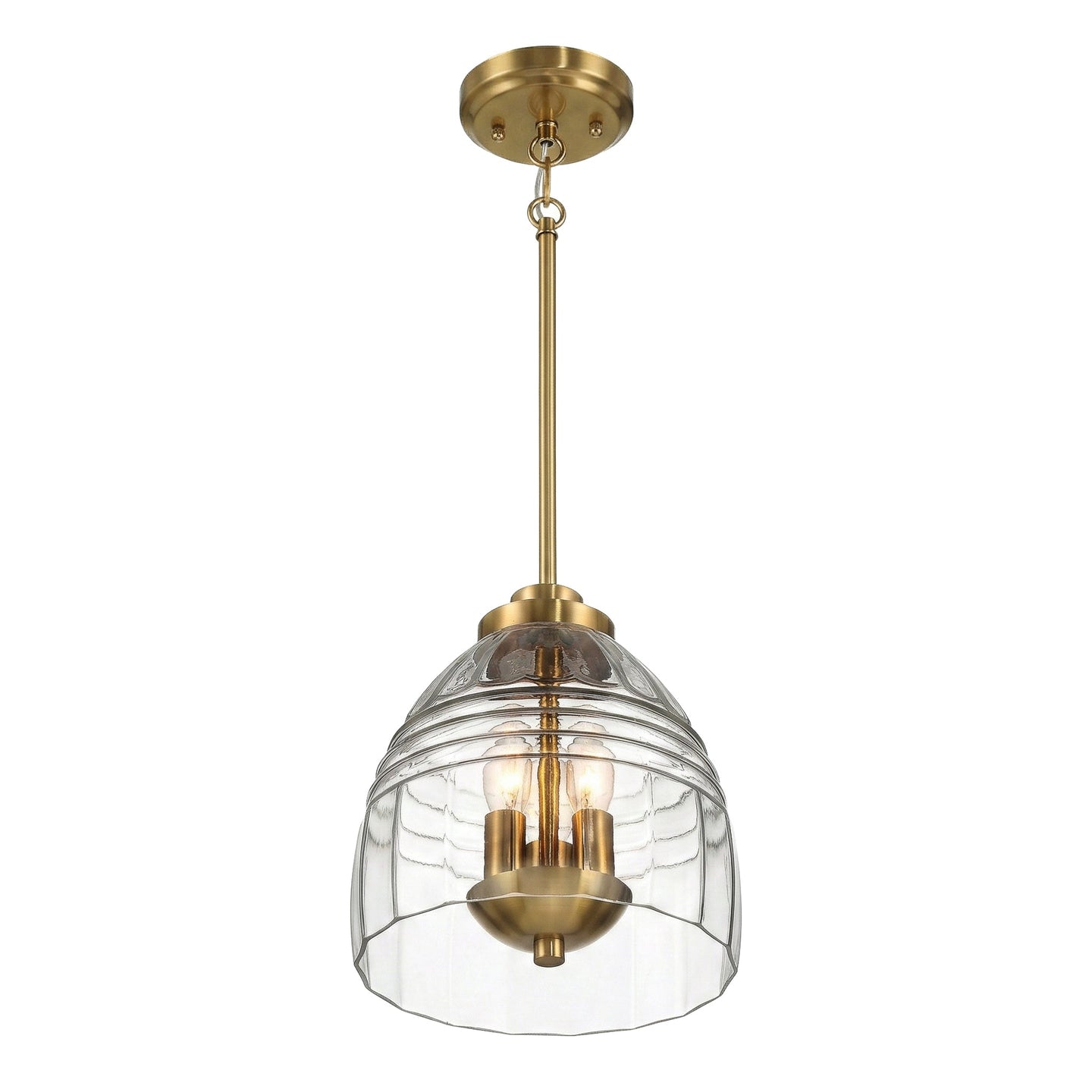 Ember Three Candle Lights Pendant | Satin Brass & Clear Glass