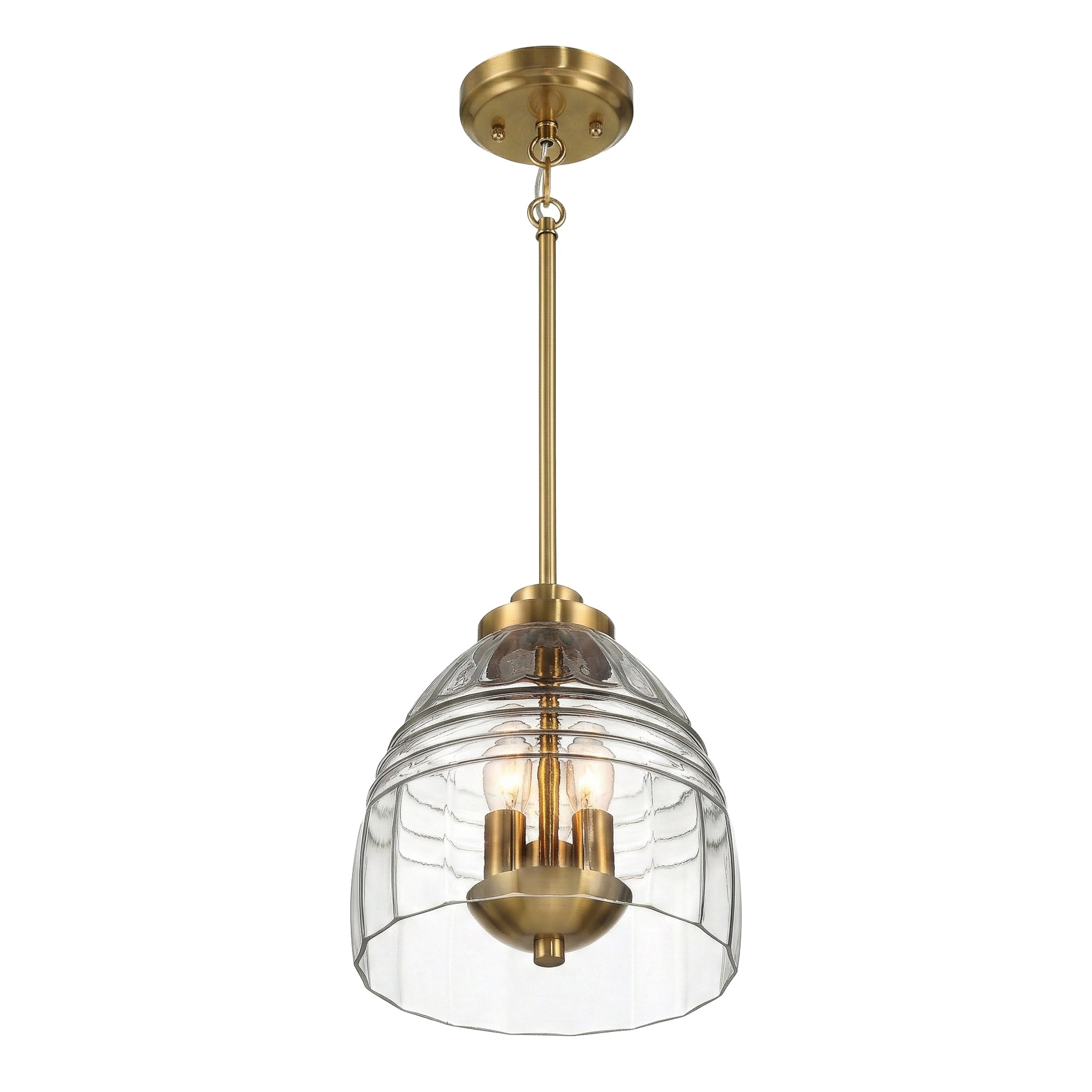 Ember Three Candle Lights Pendant | Satin Brass & Clear Glass