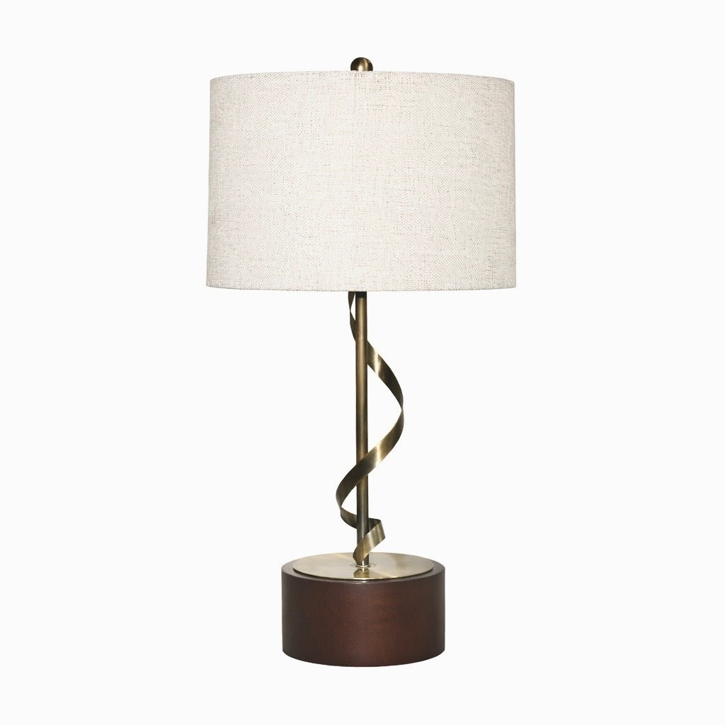 Foundry Table Lamp | Twisted Brass Stem & Wood Base