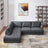 Glander Grey Fabric Left-Facing Sectional Sofa