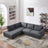 Glander Grey Fabric Left-Facing Sectional Sofa