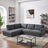 Glander Grey Fabric Left-Facing Sectional Sofa