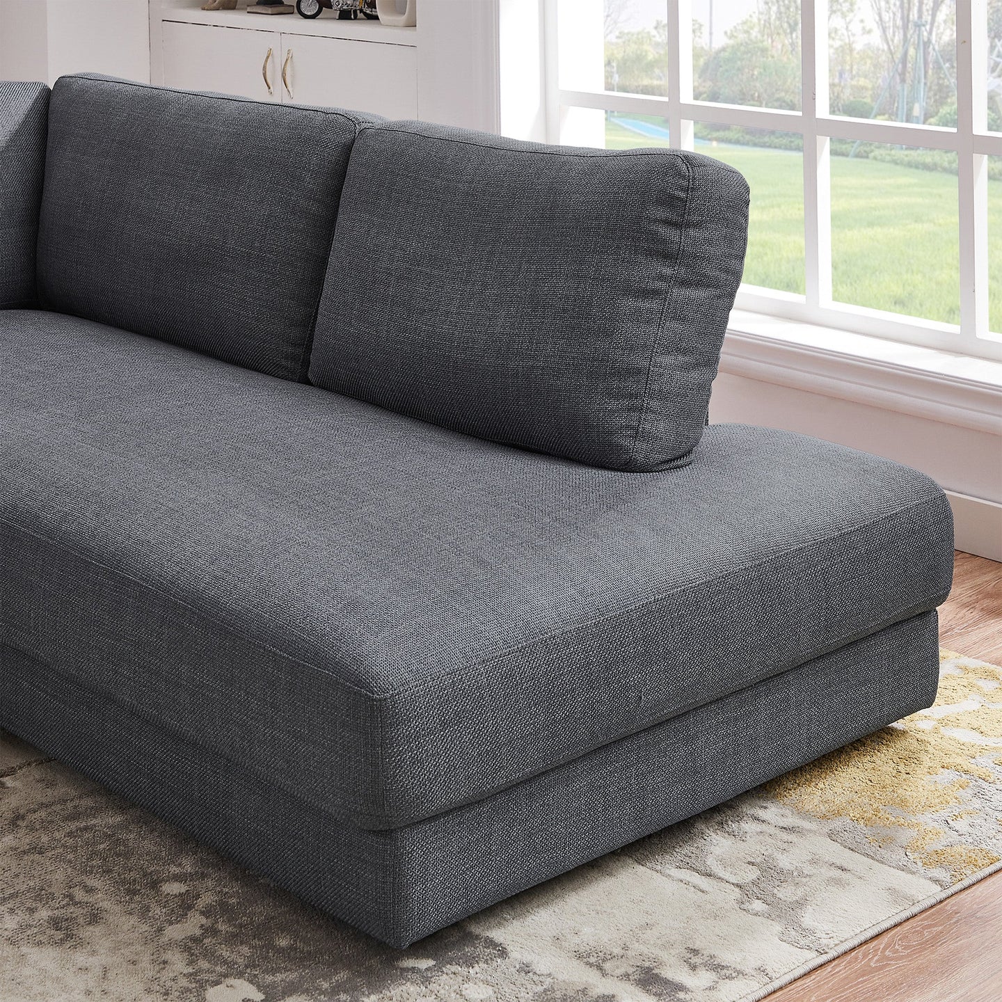 Glander Grey Fabric Right-Facing Sectional Sofa