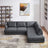 Glander Grey Fabric Right-Facing Sectional Sofa