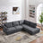 Glander Grey Fabric Right-Facing Sectional Sofa