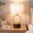 Grid Table Lamp | Circular Brass Ring & Wooden Base