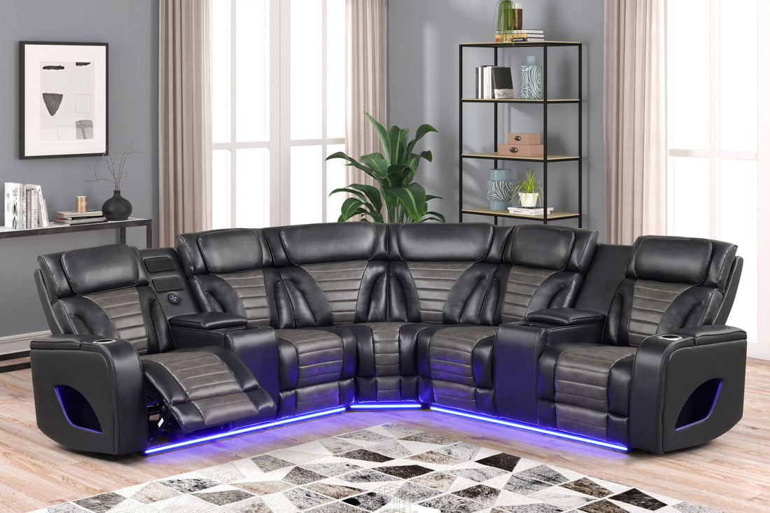 IBIZA POWER/POWER  Black Reclining Sectional