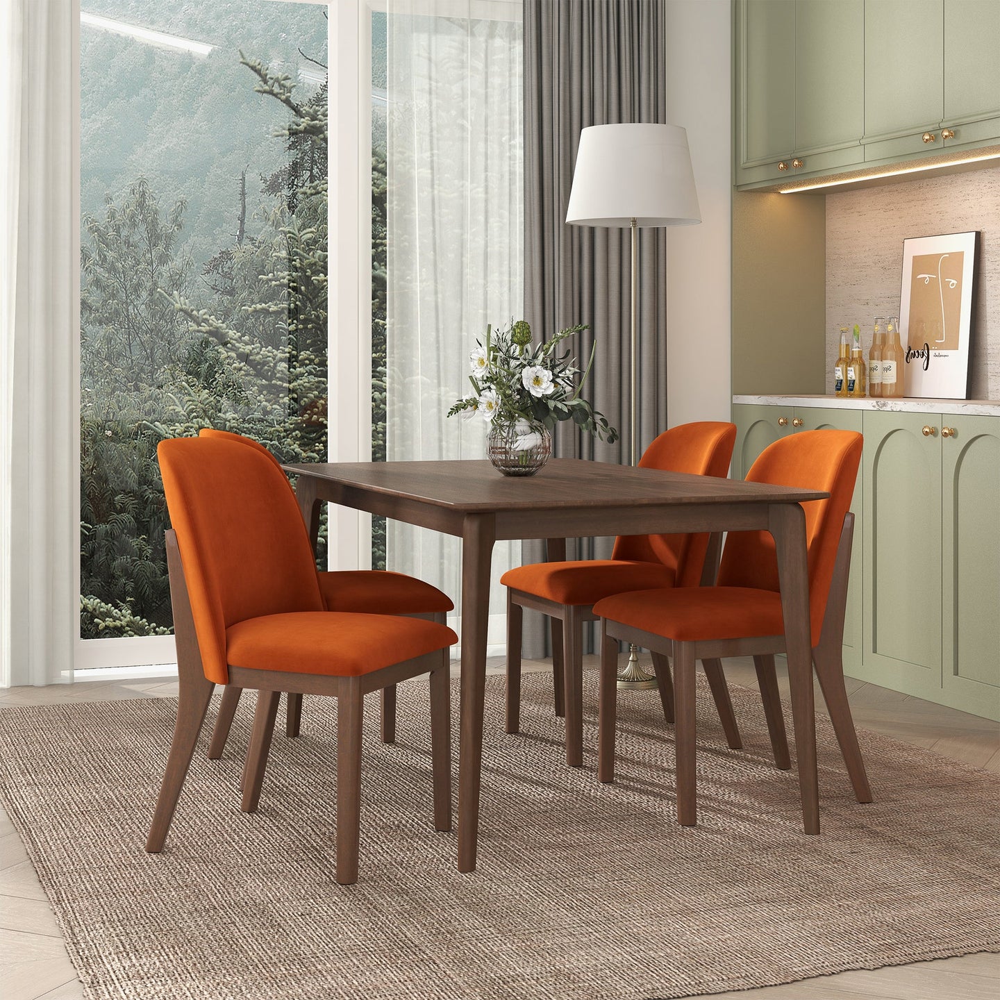 Kaitlyn  Burnt Orange Velvet Dining Chair (Set Of 2)