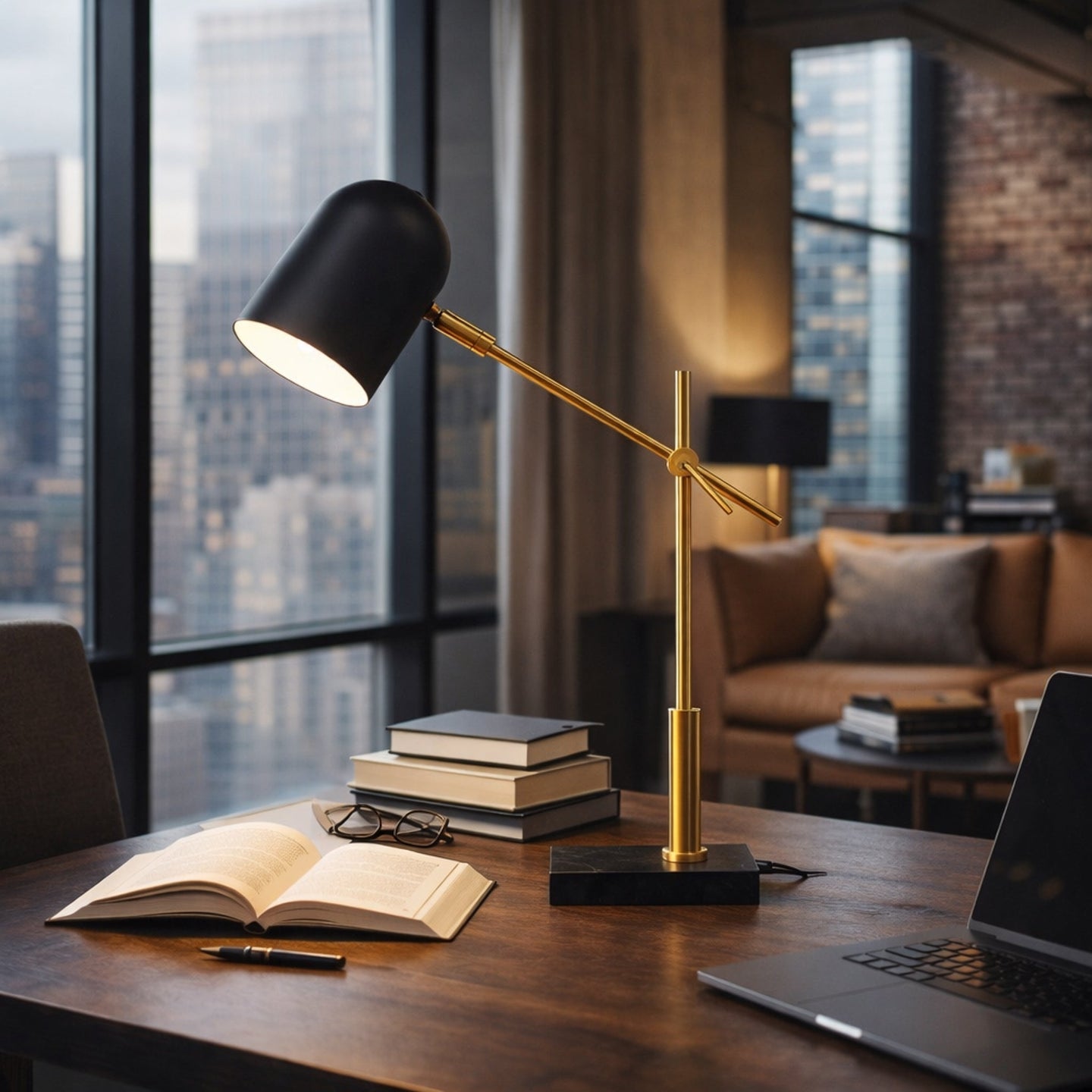 Lumora Table Lamp | Adjustable Black & Gold Desk Lighting
