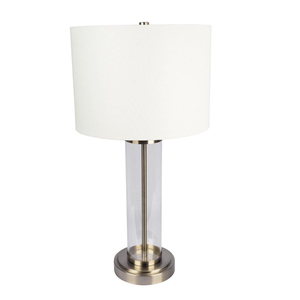 Luna Table Lamp | Brushed Nickel & Clear Glass Body