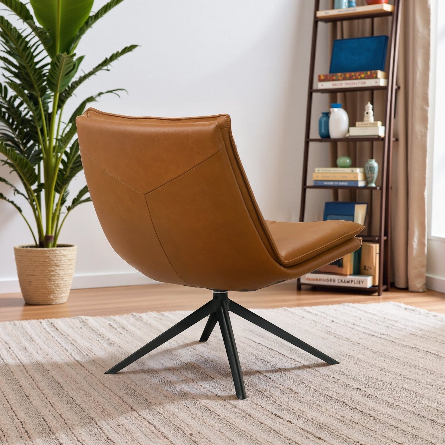 Oakland Cognac Vegan Leather Swivel Chair - Ashcroft Furniture