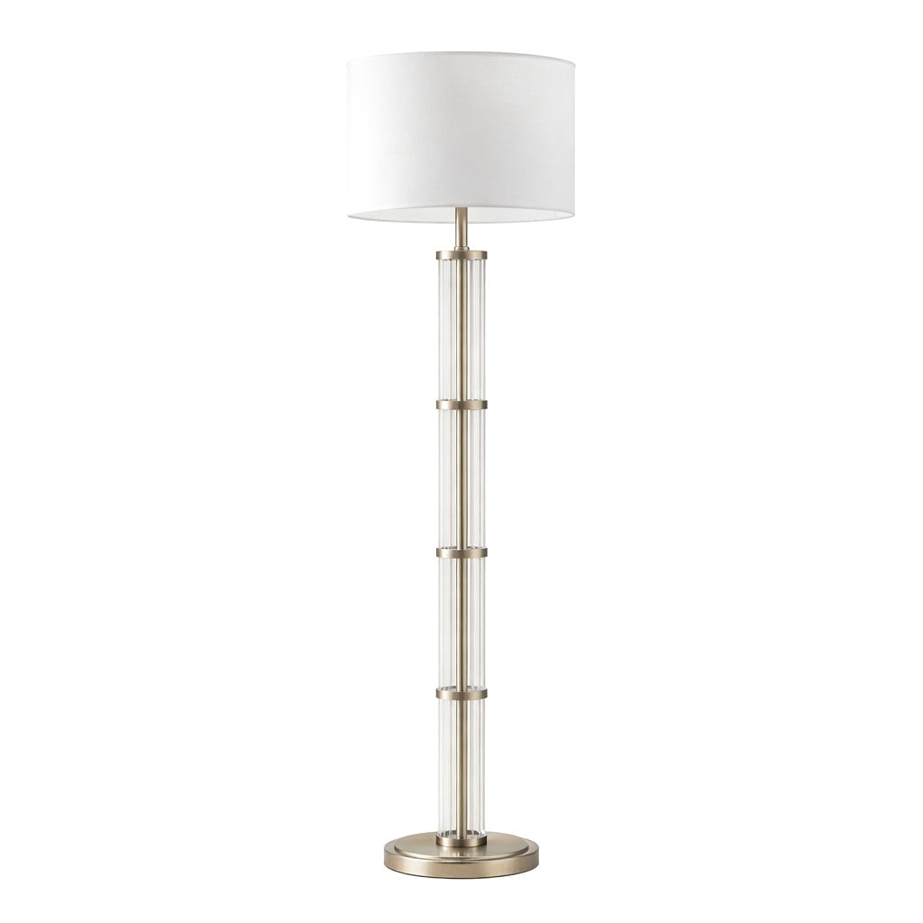 Nimbus Floor Lamp | Brushed Nickel & Clear Glass Body