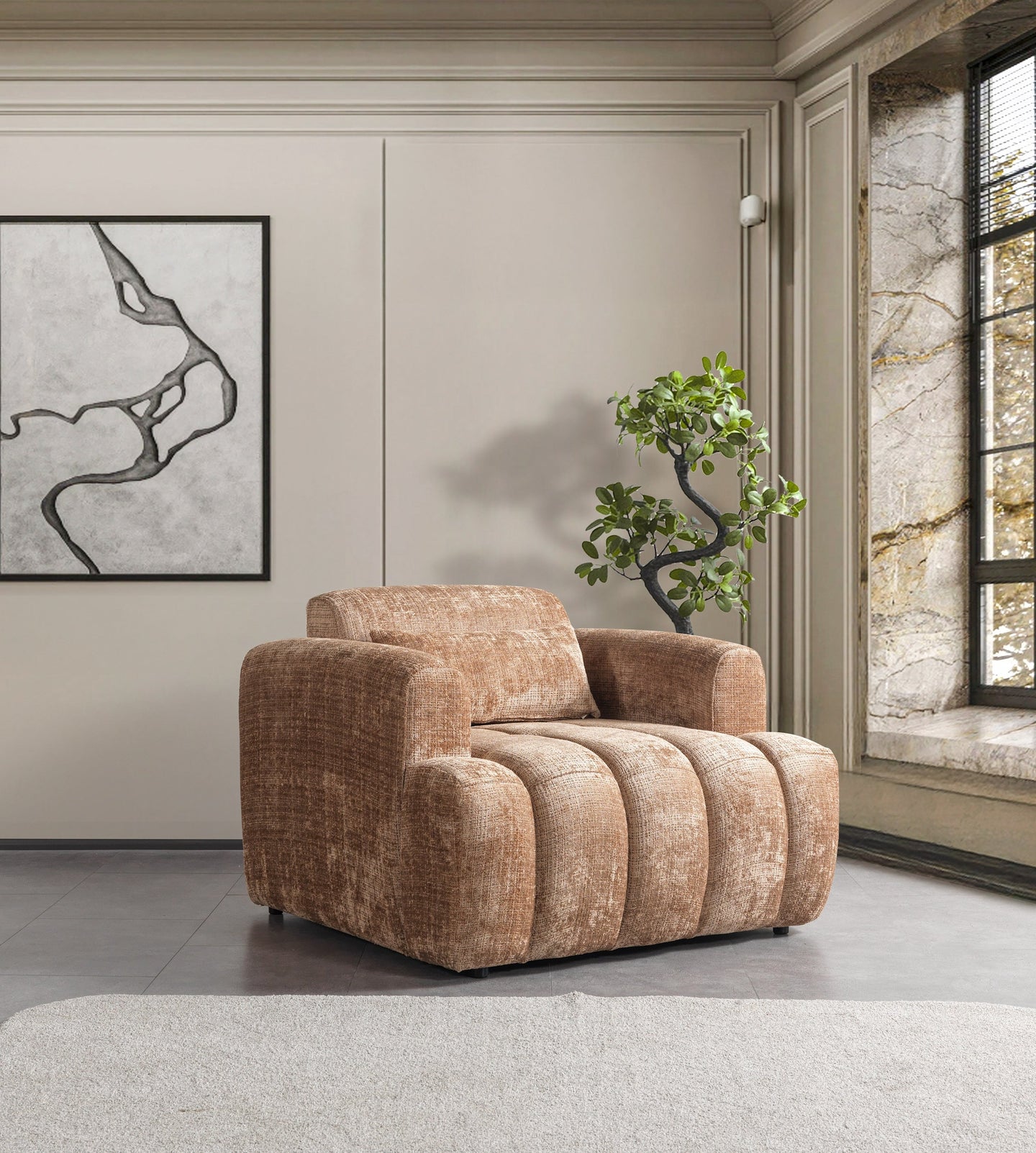 Yulia Coffee Boucle Chair