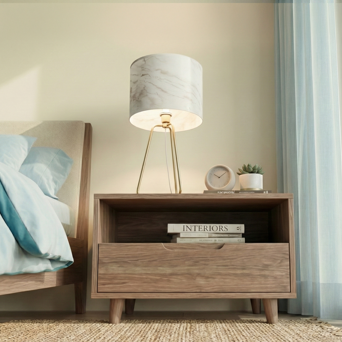 Optima Table Lamp | Antique Brass & Faux Marble Shade