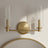 Regal Double Light Vanity | Satin Brass & Clear Ribbed Glass