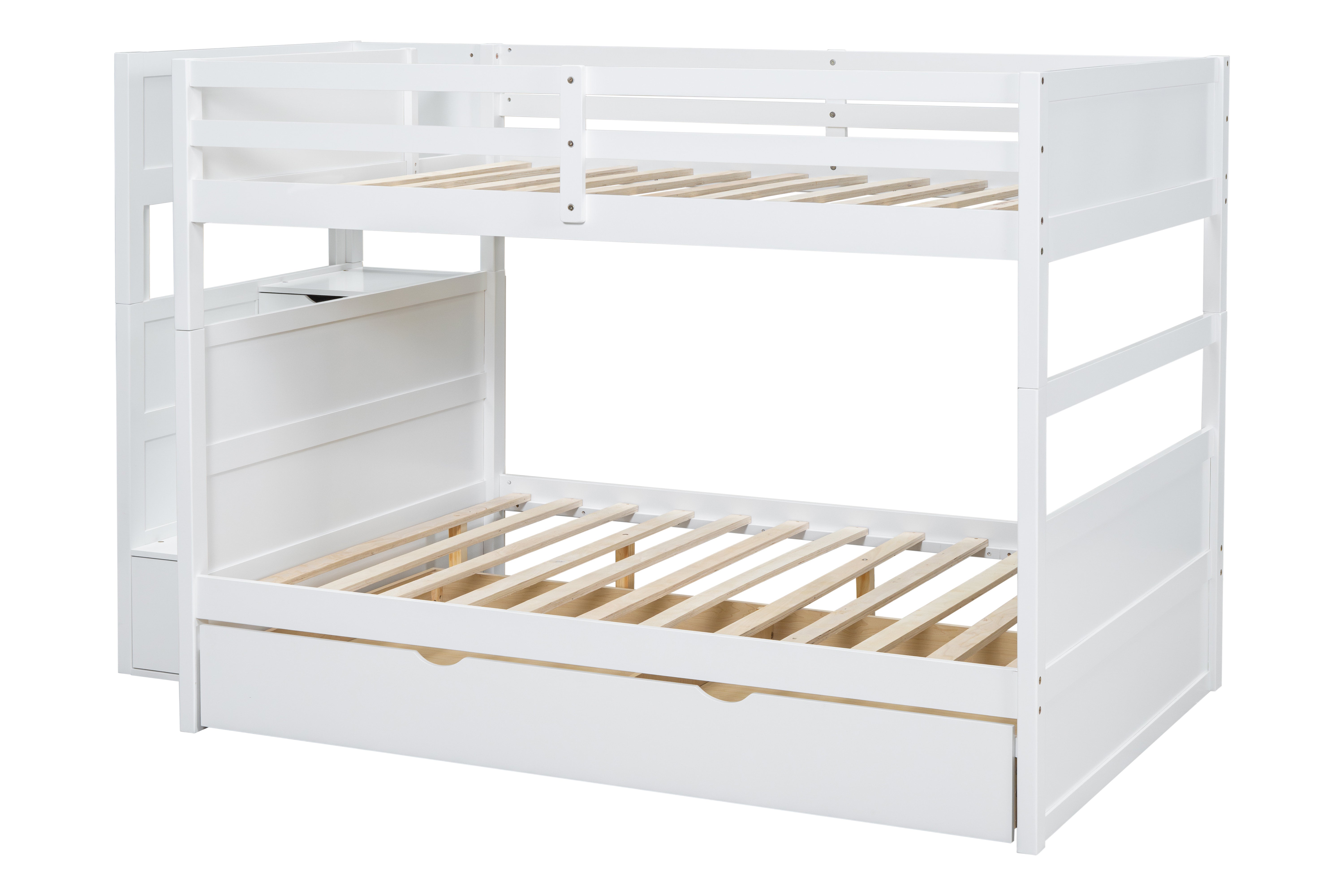 BB51 FULL/FULL Bunk Bed w/Twin Trundle + Staircase Storage
