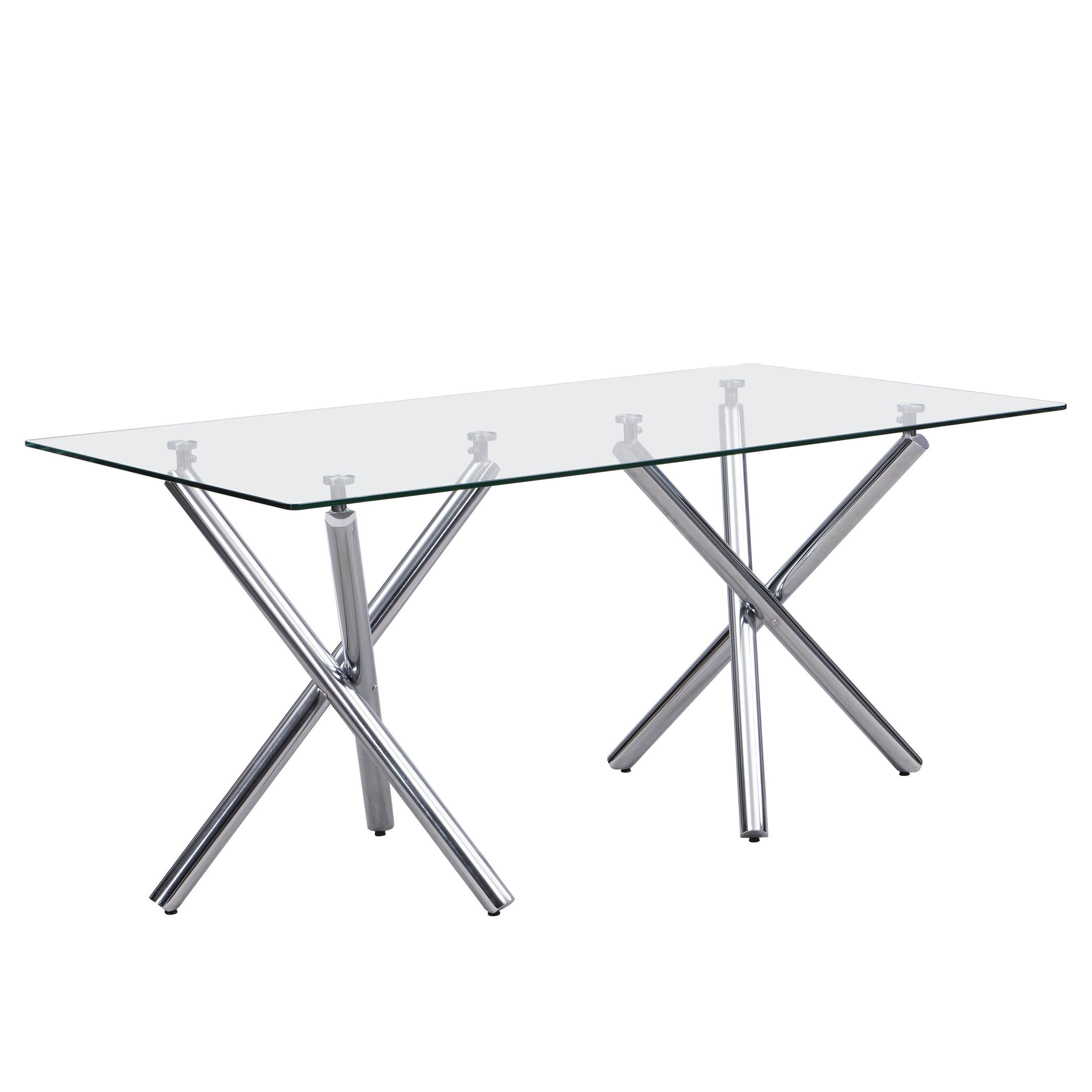 D201 Gray - Glass Table + 6 Chairs