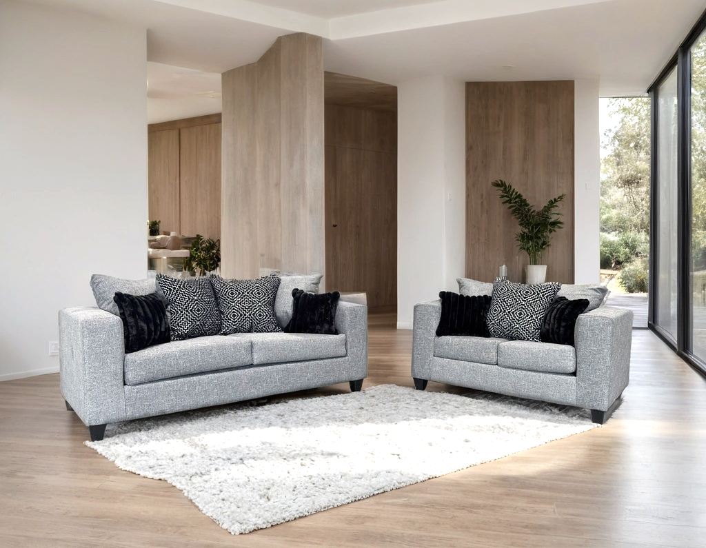 110 - Gunmetal Sofa and Loveseat Set