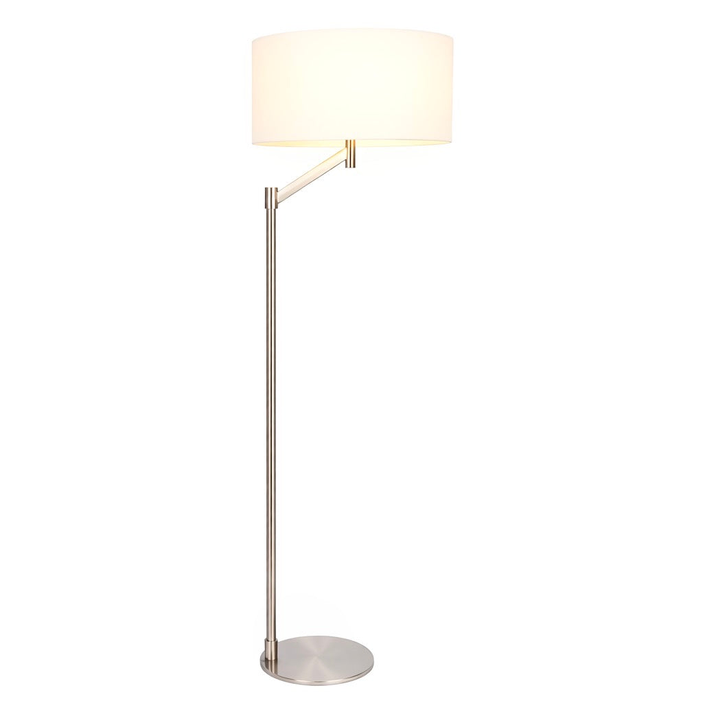 Serene Floor Lamp | Brushed Nickel & White Linen Shade
