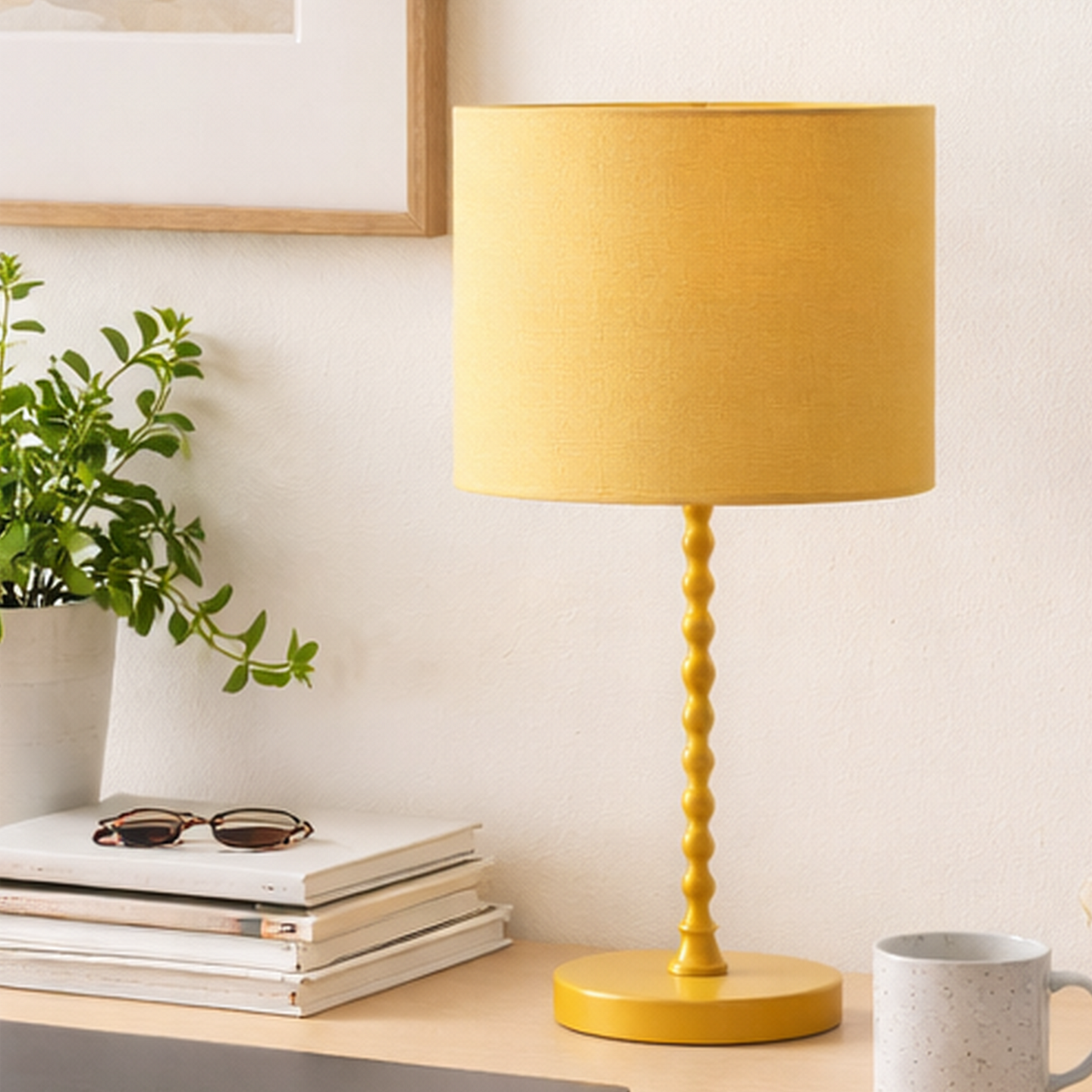 Sereno Table Lamp | Ochre Shade & Gold Twisted Design