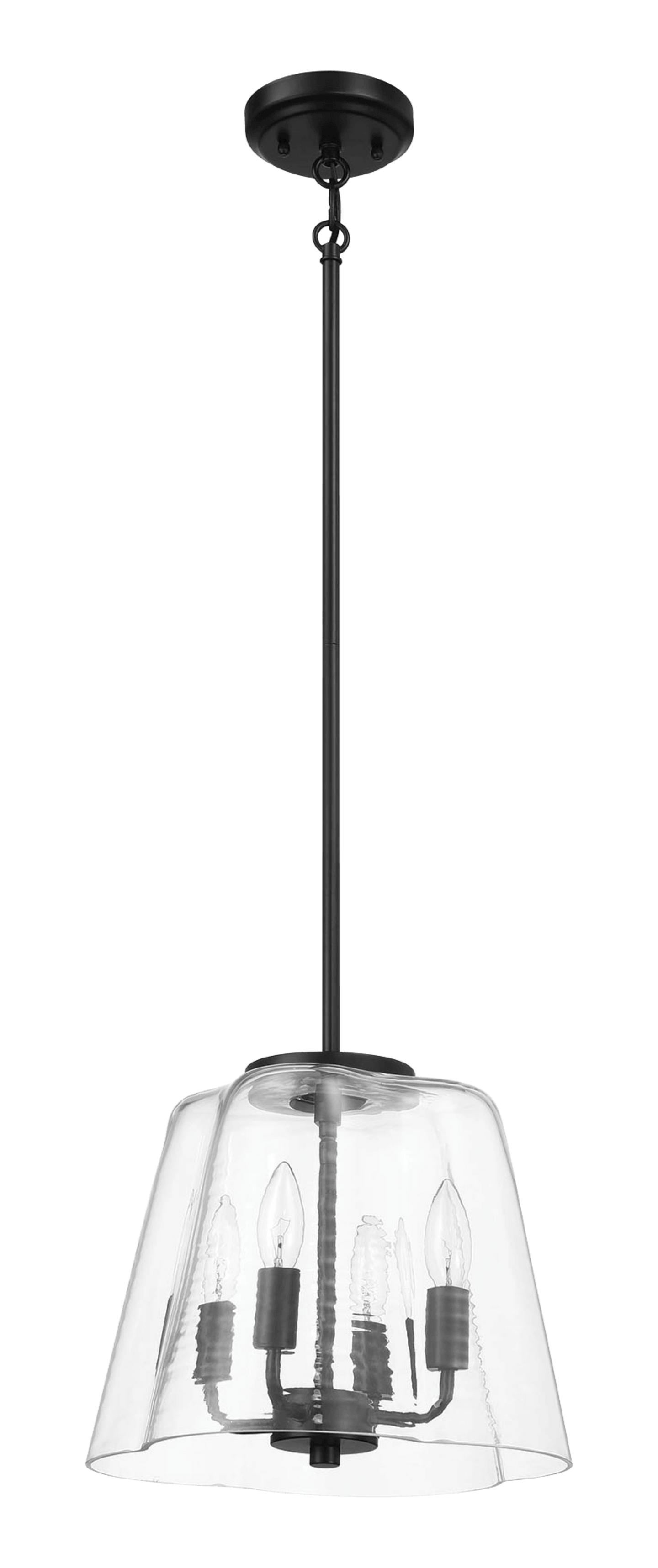 Soiree Four Candle Lights Pendant | Matte Black & Clear Glass