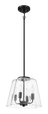Soiree Four Candle Lights Pendant | Matte Black & Clear Glass
