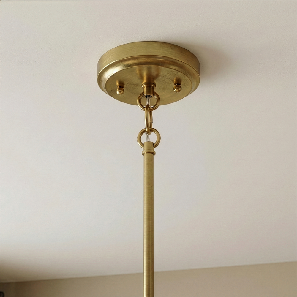Soiree Four Candle Lights Pendant | Satin Brass & Clear Glass