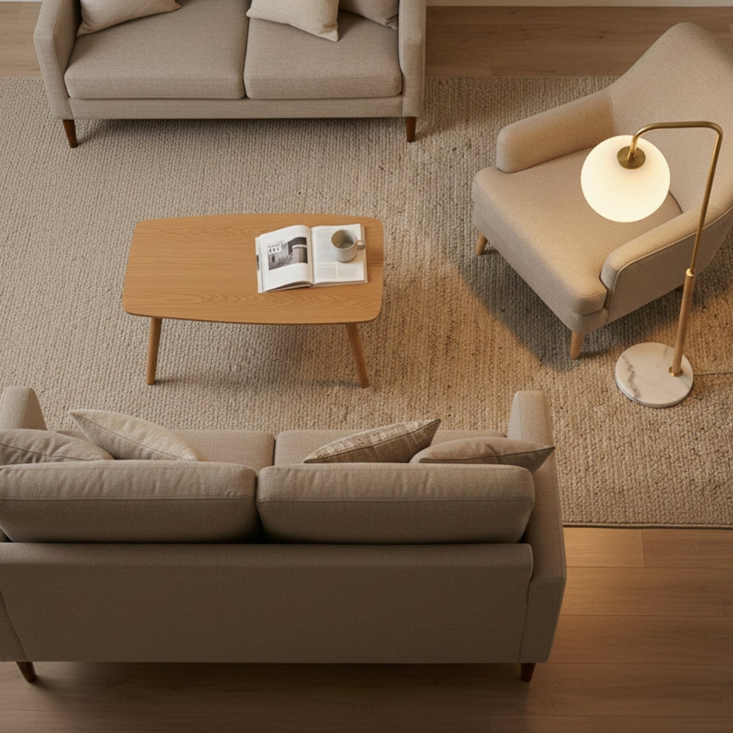 Solaris Floor Lamp | Brushed Gold & White Globe Shade