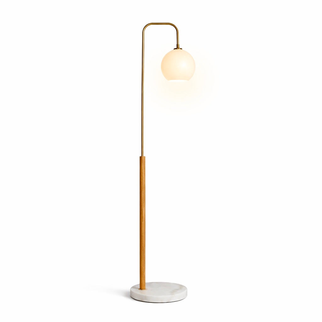 Solaris Floor Lamp | Brushed Gold & White Globe Shade