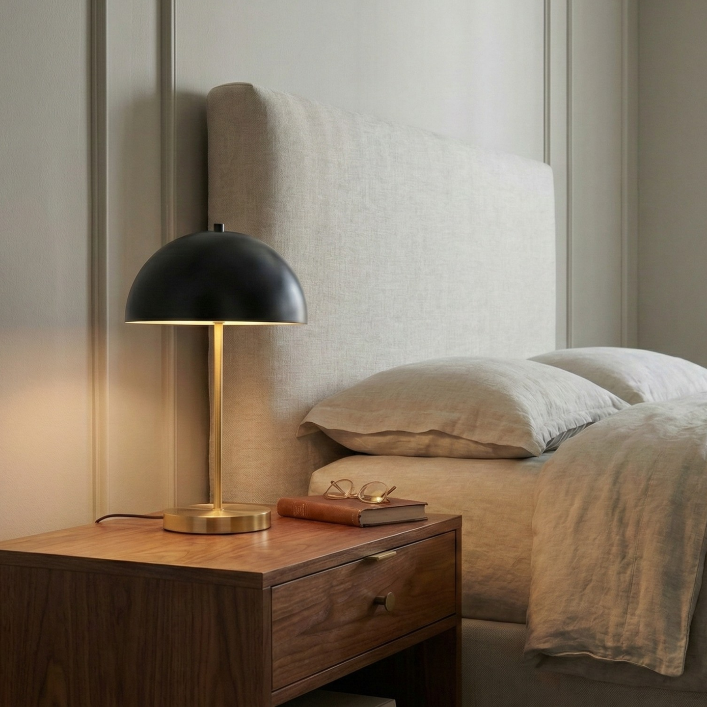 Stratos Table Lamp | Black Dome with Gilded Base | Ashcroft Imports Furniture