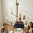 Timeless Six Lights Chandelier | Satin Brass & Clear Ribbed Glass