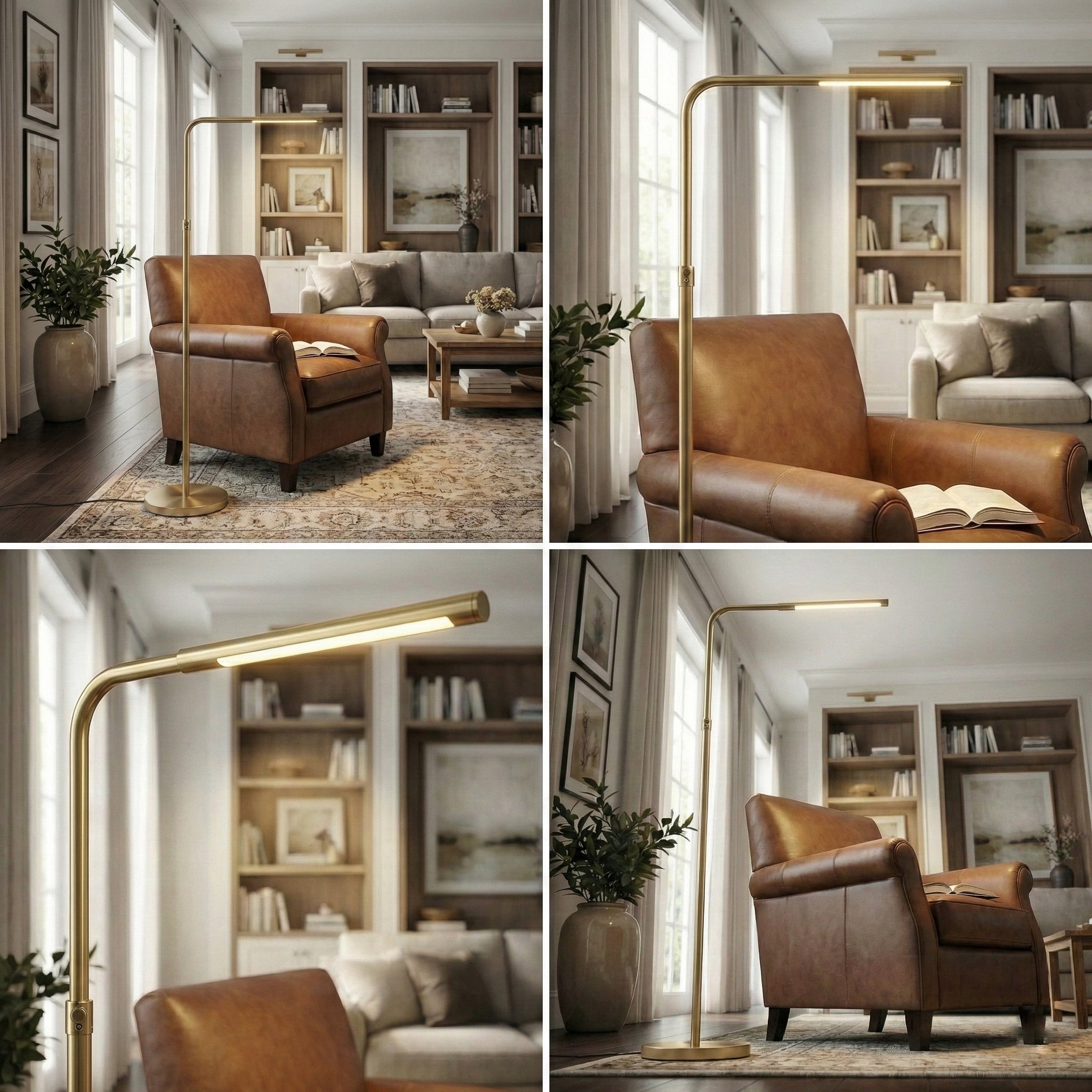 Verve Floor Lamp | Brassed Gold & Adjustable LED Base