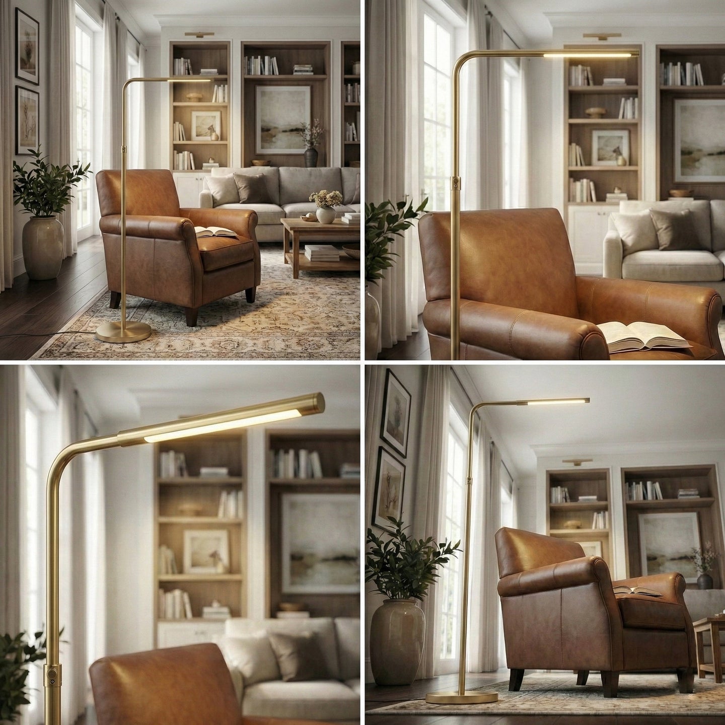 Verve Floor Lamp | Brassed Gold & Adjustable LED Base