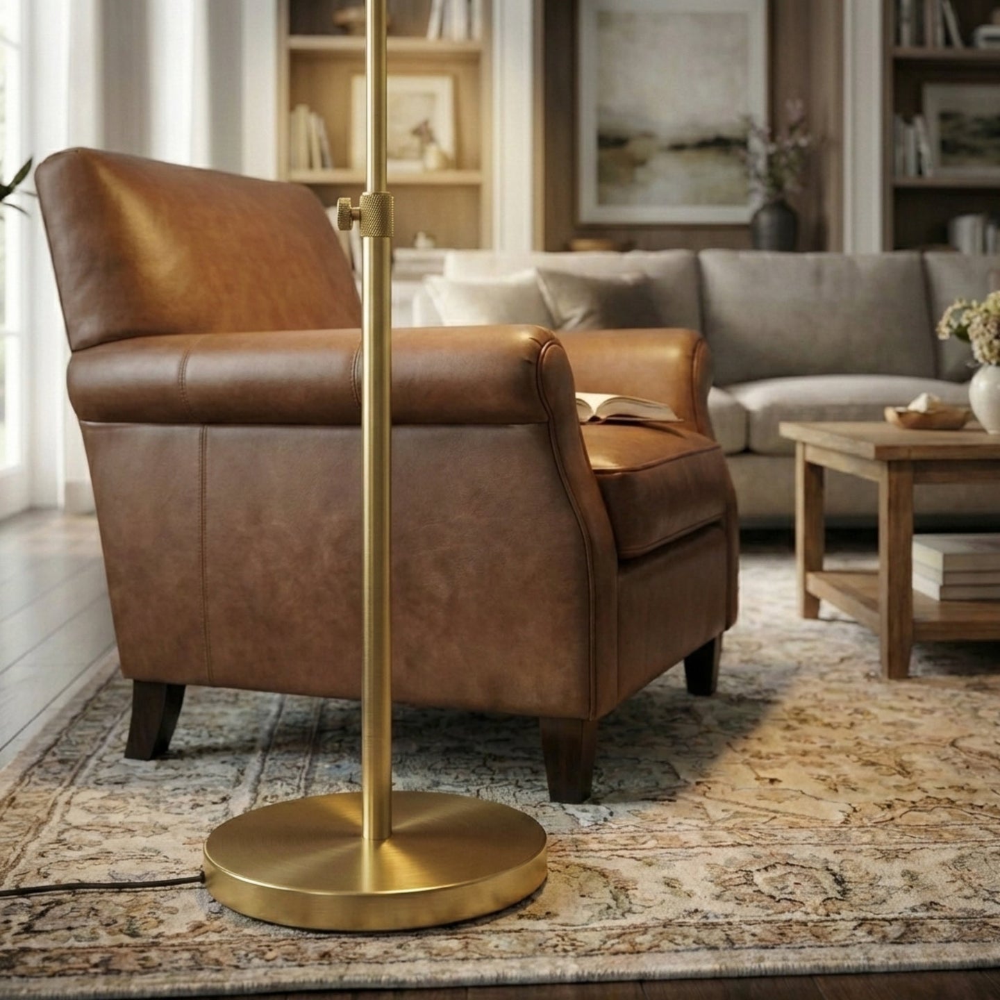 Verve Floor Lamp | Brassed Gold & Adjustable LED Base