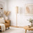 Vialux Floor Lamp | Natural Oak & Tall Woven Fabric Shade