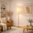 Vialux Floor Lamp | Natural Oak & Tall Woven Fabric Shade