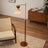 Zensa Floor Lamp | Mid-Century Brown Wood & Brushed Gold